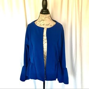 Boohoo Royal Blue Ruffle Sleeve Jacket